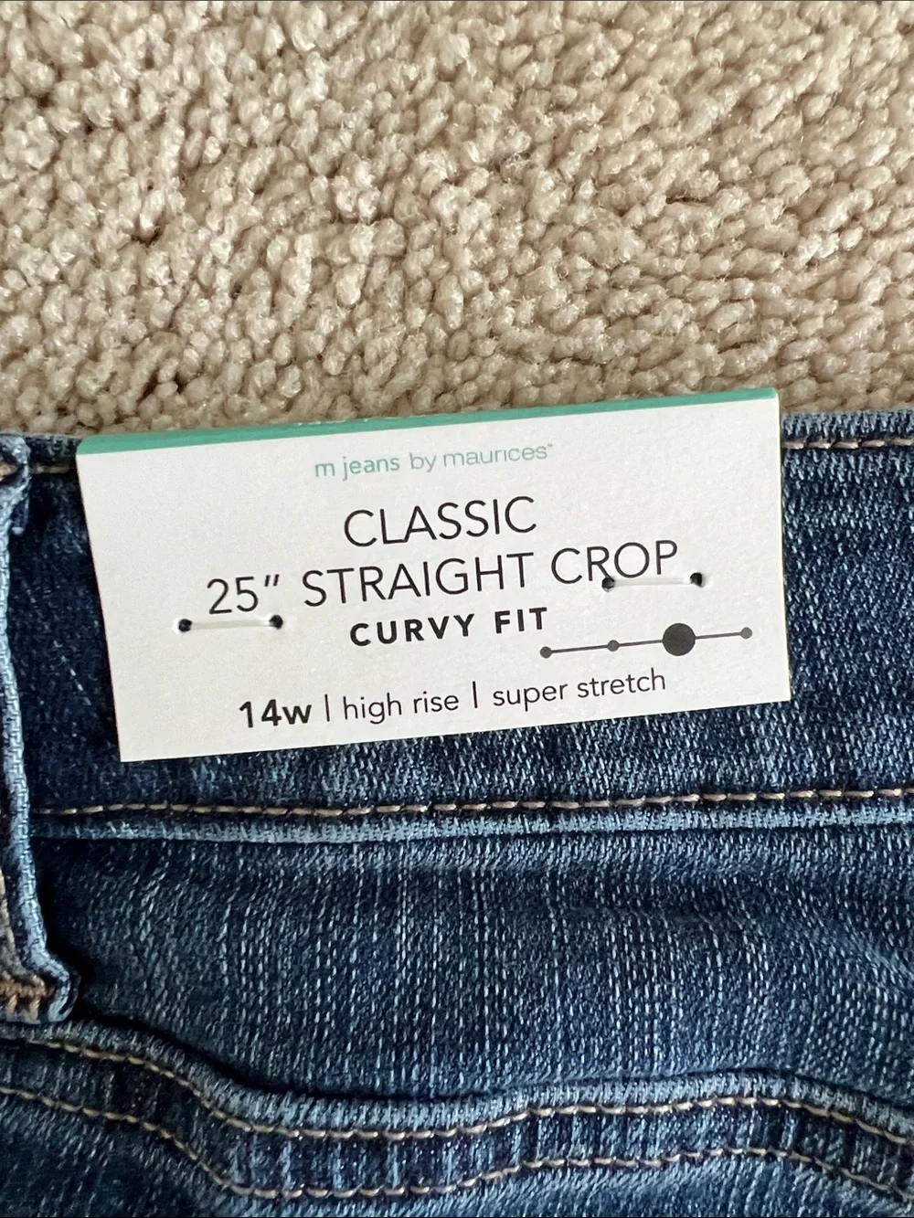 Maurices Cropped Cuffed Jeans 14W High Rise Super Stretch Curvy Fit - Picture 3 of 8